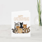 Funny Thanksgiving Cat Lovers Gift Happy Catsgivin カード (正面)