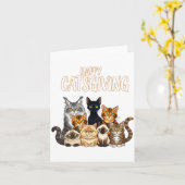 Funny Thanksgiving Cat Lovers Gift Happy Catsgivin カード (黄色い花)