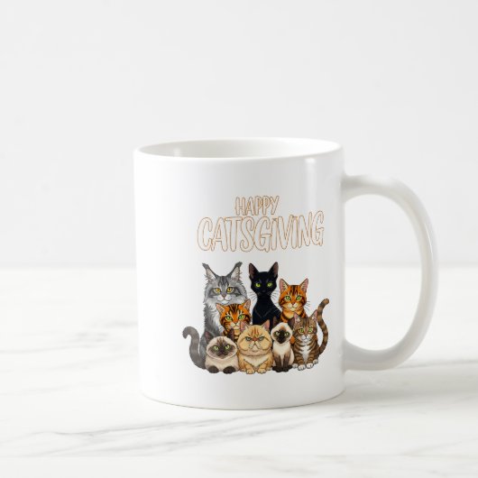 Funny Thanksgiving Cat Lovers Gift Happy Catsgivin コーヒーマグカップ (右)