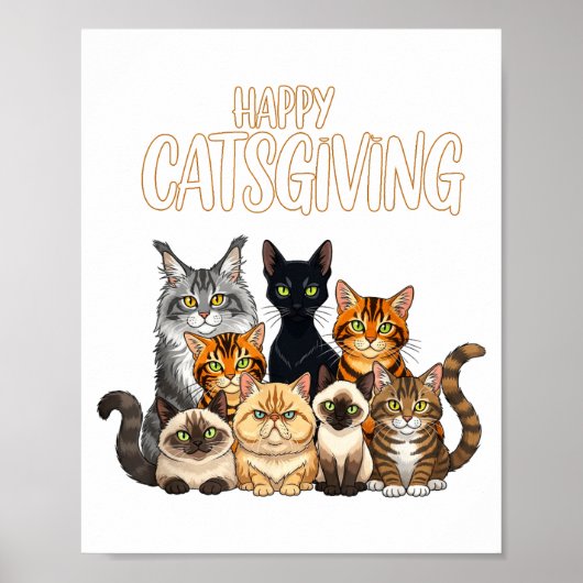 Funny Thanksgiving Cat Lovers Gift Happy Catsgivin ポスター (正面)