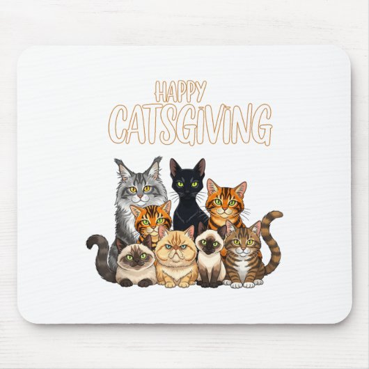 Funny Thanksgiving Cat Lovers Gift Happy Catsgivin マウスパッド (正面)