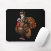 Funny Thanksgiving Cat On Turkey, Lgrim Hat Turkey マウスパッド (マウス)