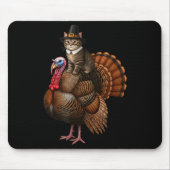 Funny Thanksgiving Cat On Turkey, Lgrim Hat Turkey マウスパッド (正面)