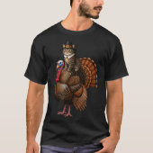 Funny Thanksgiving Cat On Turkey, Lgrim Hat Turkey Tシャツ (正面)