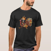 Funny Thanksgiving Cat Turkey Day Fall Autumn Wome Tシャツ (正面)