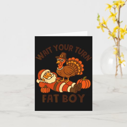 Funny Thanksgiving Christmas Turkey Vs Santa For M カード (黄色い花)