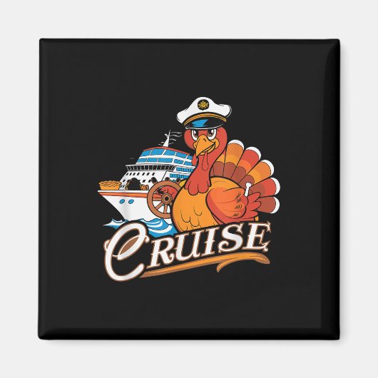 Funny Thanksgiving Cruise Turkey Boat Vacation Tri マグネット (正面)