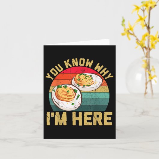 Funny Thanksgiving Deviled Eggs You Know Why Im He カード (黄色い花)