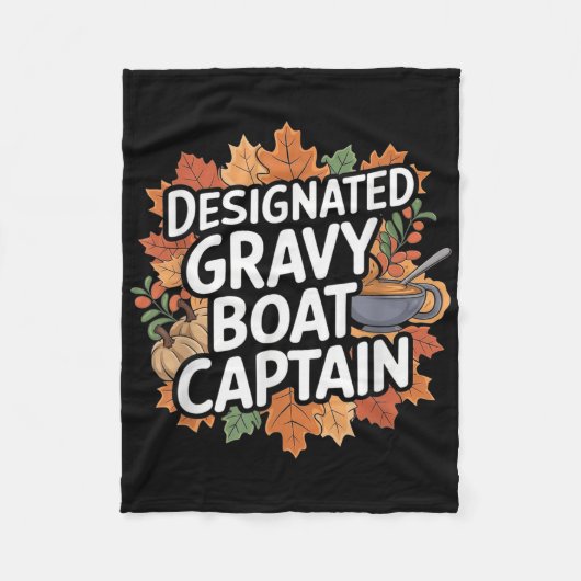 Funny Thanksgiving Food - Gravy Boat Captain フリースブランケット (正面)