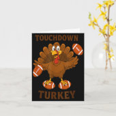 Funny Thanksgiving Football Touchdown Turkey  カード (黄色い花)