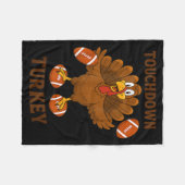 Funny Thanksgiving Football Touchdown Turkey  フリースブランケット (正面(横))