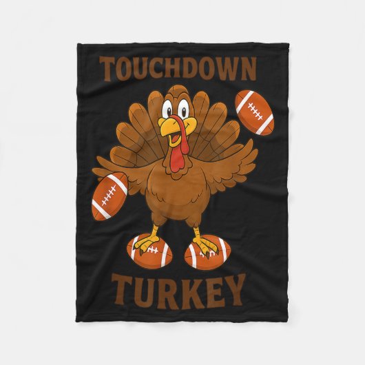 Funny Thanksgiving Football Touchdown Turkey  フリースブランケット (正面)
