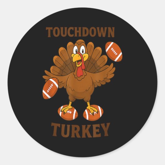 Funny Thanksgiving Football Touchdown Turkey  ラウンドシール (正面)