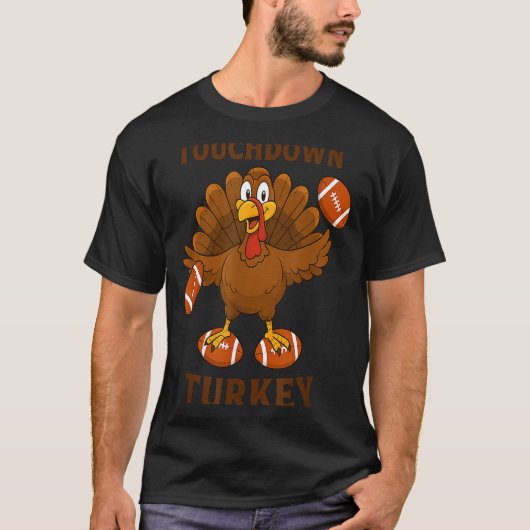 Funny Thanksgiving Football Touchdown Turkey  Tシャツ (正面)