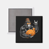 Funny Thanksgiving Gorilla Holding Turkey Lgrim Ha マグネット (正面/裏面)
