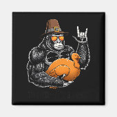 Funny Thanksgiving Gorilla Holding Turkey Lgrim Ha マグネット (正面)