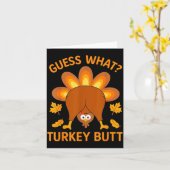Funny Thanksgiving Guess What Turkey Butt カード (黄色い花)