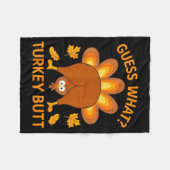 Funny Thanksgiving Guess What Turkey Butt フリースブランケット (正面(横))