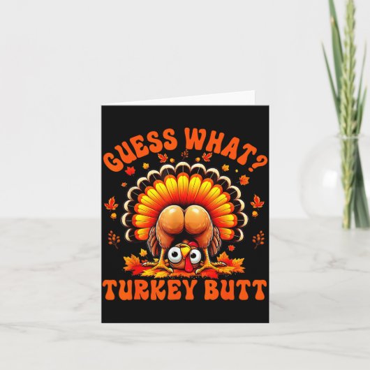 Funny Thanksgiving Guess What Turkey Butt Couples カード (正面)