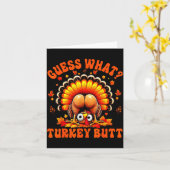 Funny Thanksgiving Guess What Turkey Butt Couples カード (黄色い花)