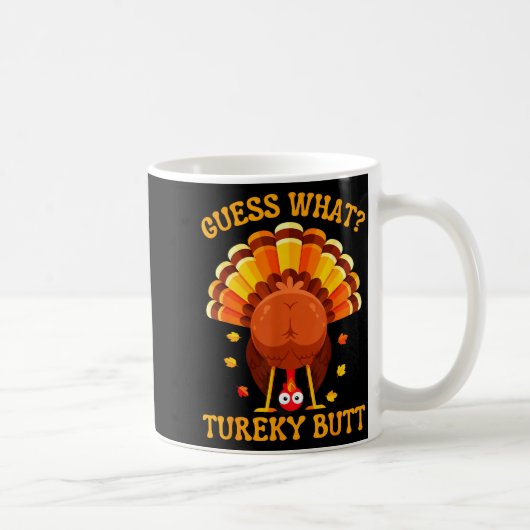 Funny Thanksgiving Guess What Turkey Butt For Boys コーヒーマグカップ (右)