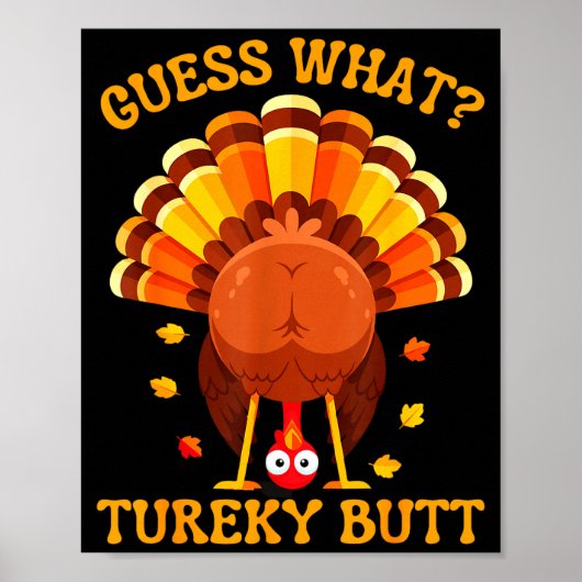 Funny Thanksgiving Guess What Turkey Butt For Boys ポスター (正面)