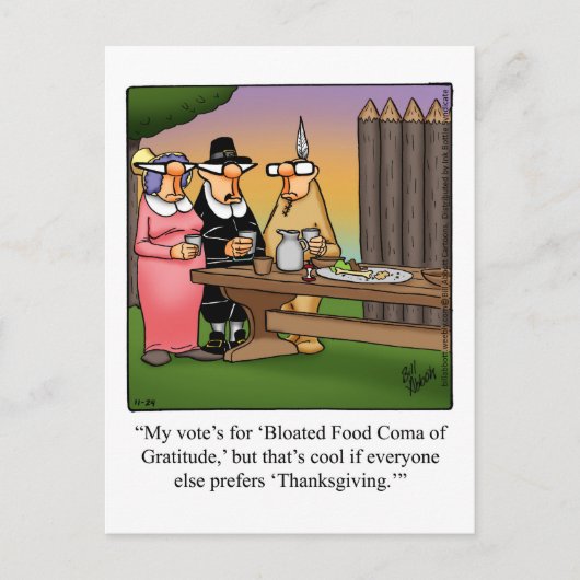 Funny Thanksgiving Humor Postcard ポストカード (正面)
