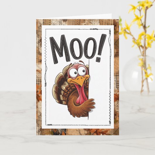 Funny Thanksgiving Humor Turkey  カード (黄色い花)