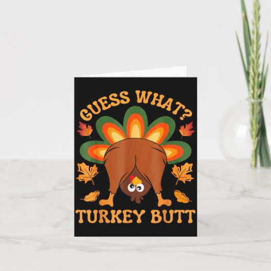 Funny Thanksgiving Kids Joke Meme Guess What Turke カード (正面)
