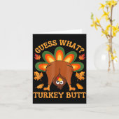 Funny Thanksgiving Kids Joke Meme Guess What Turke カード (黄色い花)