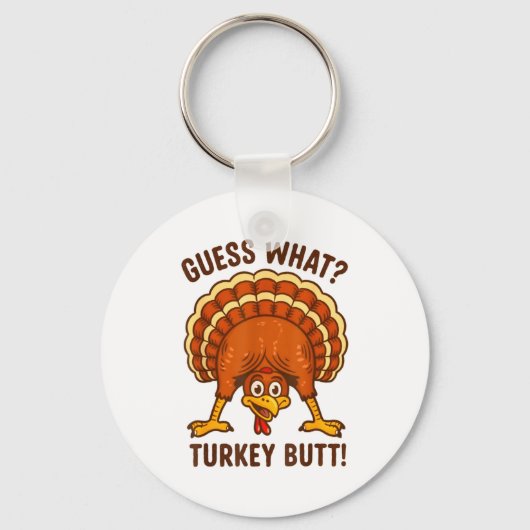 Funny Thanksgiving Kids Joke Meme Guess What Turke キーホルダー (正面)