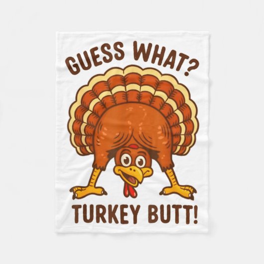 Funny Thanksgiving Kids Joke Meme Guess What Turke フリースブランケット (正面)