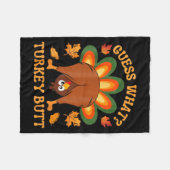Funny Thanksgiving Kids Joke Meme Guess What Turke フリースブランケット (正面(横))