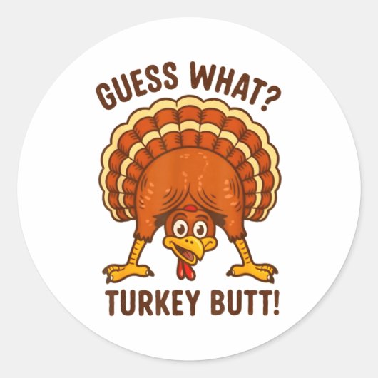 Funny Thanksgiving Kids Joke Meme Guess What Turke ラウンドシール (正面)