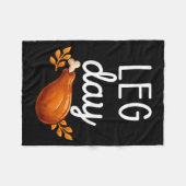 Funny Thanksgiving Leg Day Family Matching Turkey  フリースブランケット (正面(横))