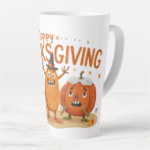 Funny Thanksgiving Pumpkins in Witch Hats Cartoon  カフェラテマグ (右アングル)