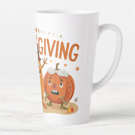Funny Thanksgiving Pumpkins in Witch Hats Cartoon  カフェラテマグ