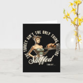 Funny Thanksgiving Retro N Up Inappropriate Stuffe カード (黄色い花)