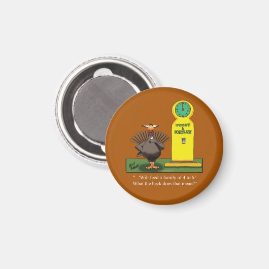 Funny Thanksgiving Round Refrigerator Magnet マグネット (正面/裏面)