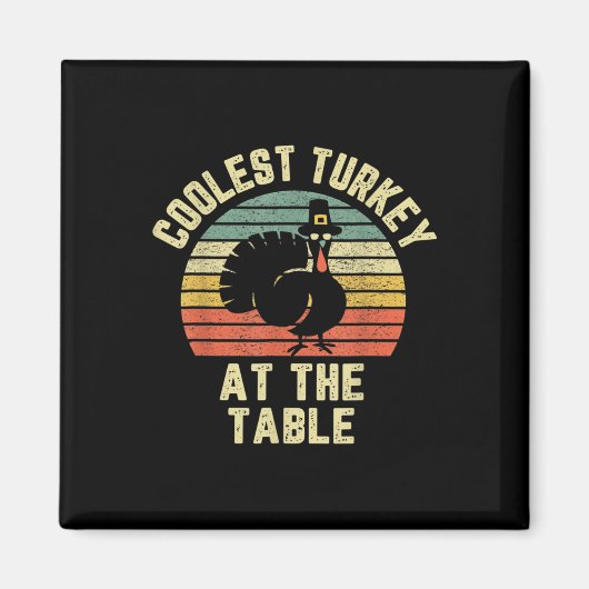Funny Thanksgiving Shirt Retro Coolest Turkey At T マグネット (正面)