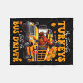 Funny Thanksgiving Turkey Bus Driver School Gift  フリースブランケット (正面(横))
