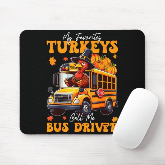 Funny Thanksgiving Turkey Bus Driver School Gift  マウスパッド (マウス)