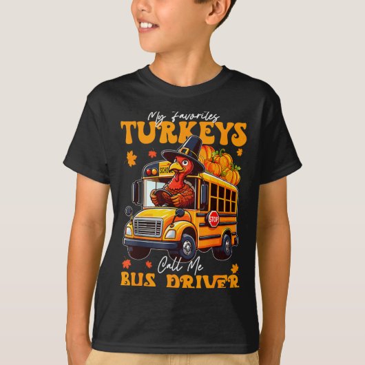 Funny Thanksgiving Turkey Bus Driver School Gift  Tシャツ (正面)