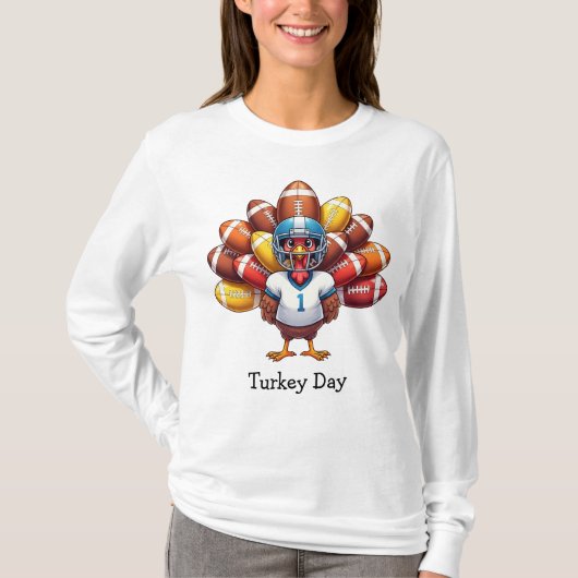 Funny Thanksgiving Turkey Day Football  Tシャツ (正面)