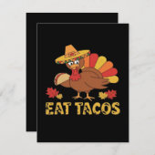 Funny Thanksgiving turkey eating tacos エンクロージャーカード (正面/裏面)