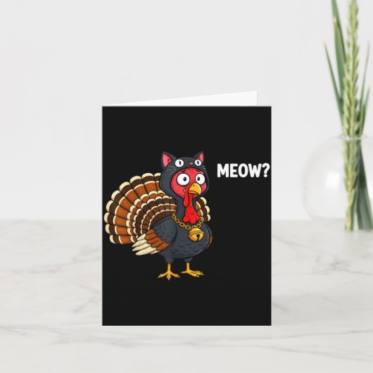 Funny Thanksgiving Turkey Meow Cat Disguise Men Wo カード (正面)
