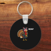 Funny Thanksgiving Turkey Meow Cat Disguise Men Wo キーホルダー (正面)