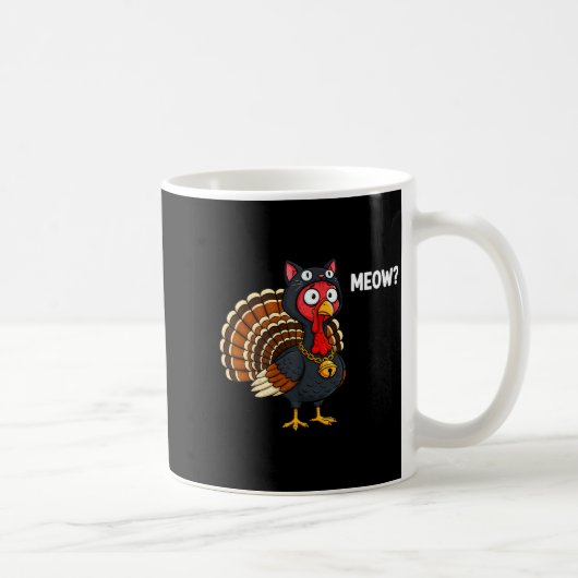 Funny Thanksgiving Turkey Meow Cat Disguise Men Wo コーヒーマグカップ (右)
