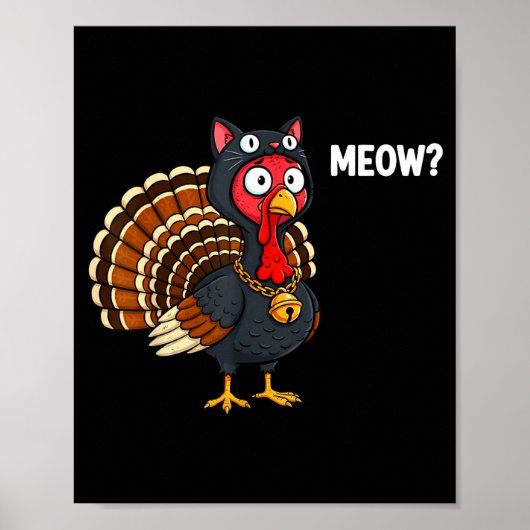Funny Thanksgiving Turkey Meow Cat Disguise Men Wo ポスター (正面)