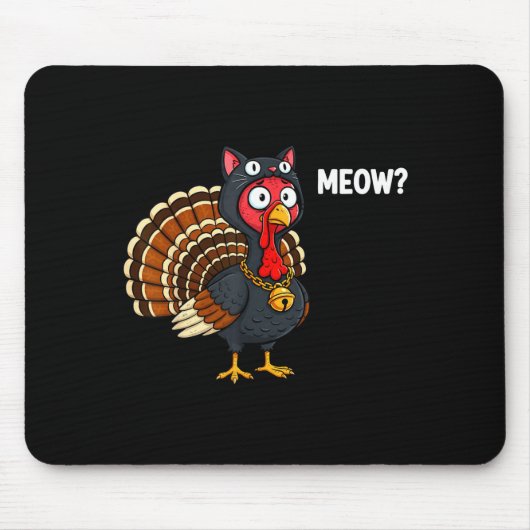 Funny Thanksgiving Turkey Meow Cat Disguise Men Wo マウスパッド (正面)